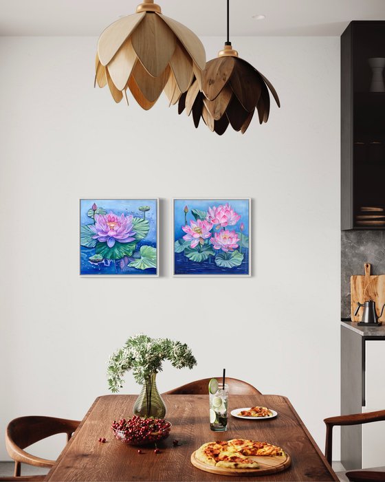 Kaleidoscope of Water Lilies Diptych