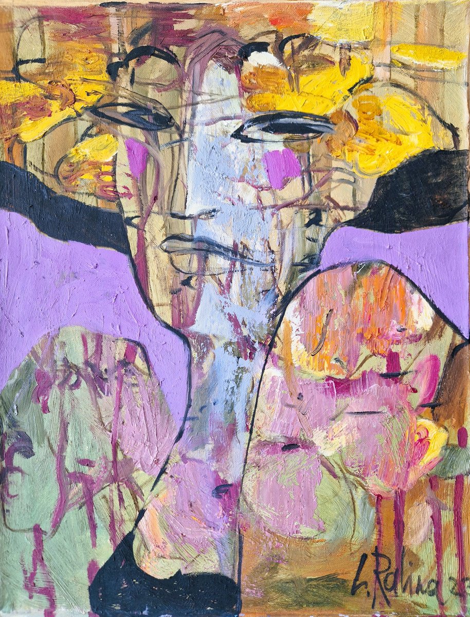 Organic Abstract Oil Painting By Yelena Ralina, 16 X 20", Echoes Of The Unseen, Original Artwork