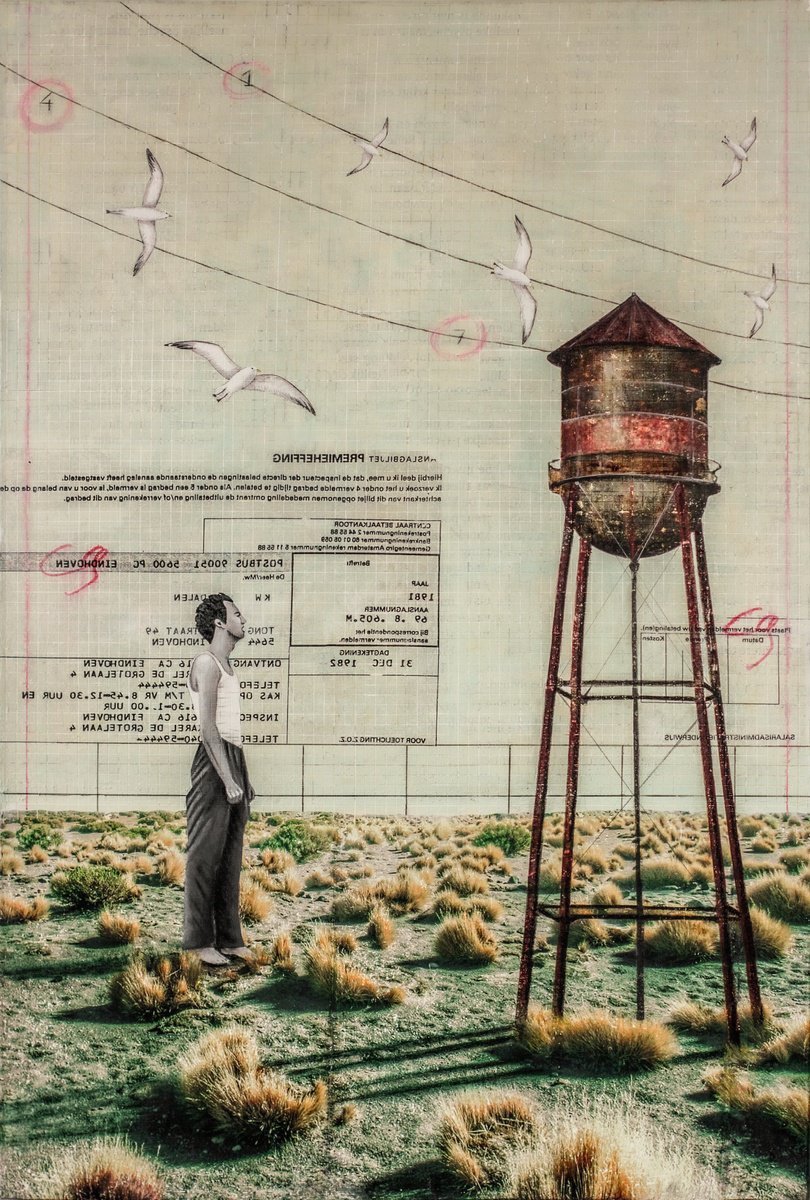 Surrealistic Landscape Painting By Db Waterman, 31 X 47, Nature Dialogue, Original Artwork