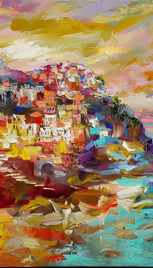 Manarola Evening Riomaggiore Province by Viktoria Lapteva