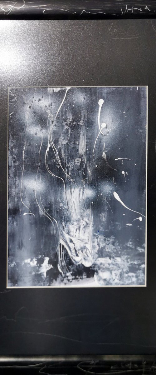 Framed spontaneous enigmatic dark still life special artwork collection master Ovidiu Kloska by Kloska Ovidiu