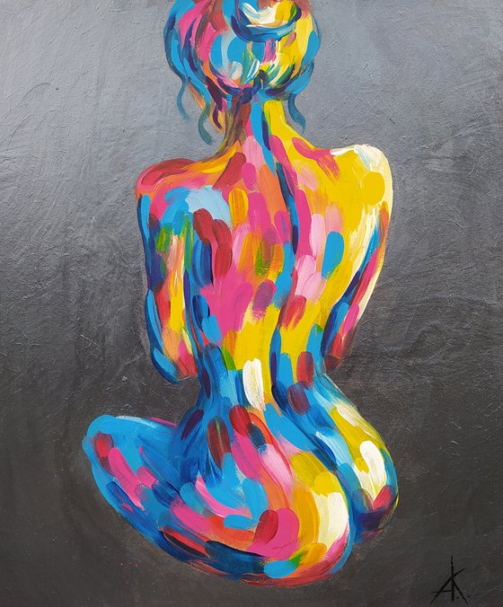 Body - nude, erotic, body, woman, woman body, acrylic painting, gift for him, gift for man, nu