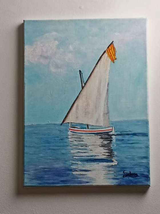 Boat, sea and reflections