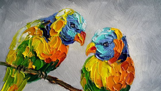 Warmth of feelings - Bird,painting on canvas, gift, art bird, animals oil painting, Impressionism, palette knife.