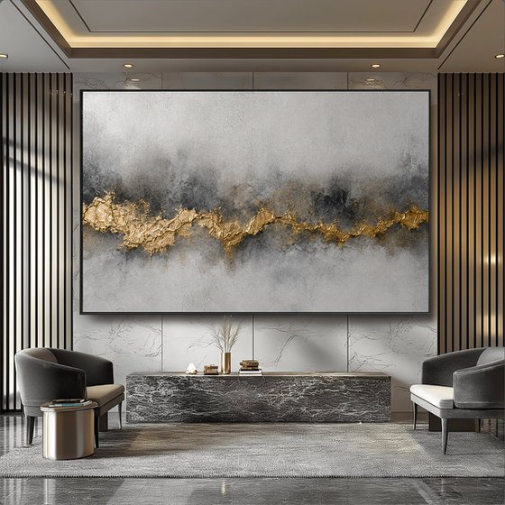 Gold Leaves in Gray Mist