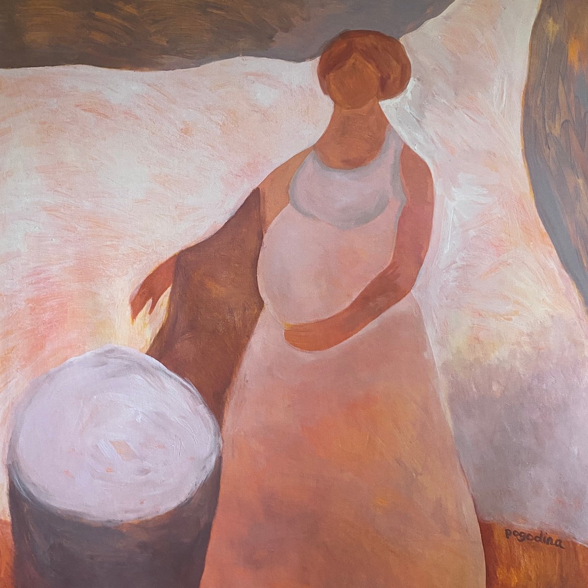 Impressionistic Portrait Acrylic Painting By Dasha Pogodina, 37 X 37, Ave Maria, Original Artwork