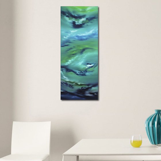 Deepest night, the series, 40x100 cm, Deep edge, LARGE XL, Original abstract painting, oil on canvas