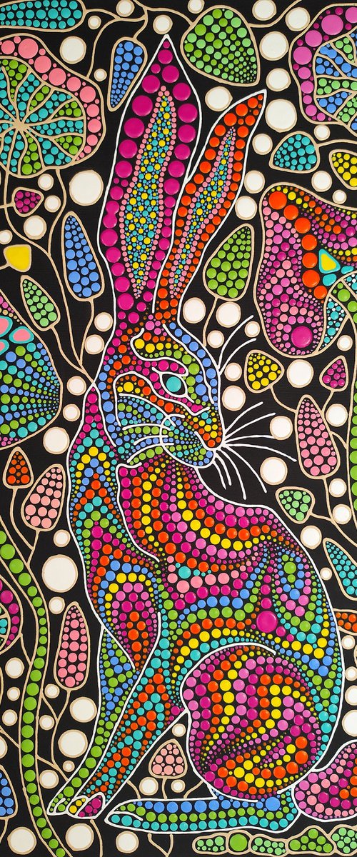 Rabbit in Mushroom Forest by Oxana Lazari