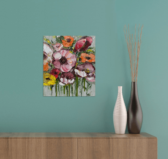 Pretty floral oil on canvas original painting