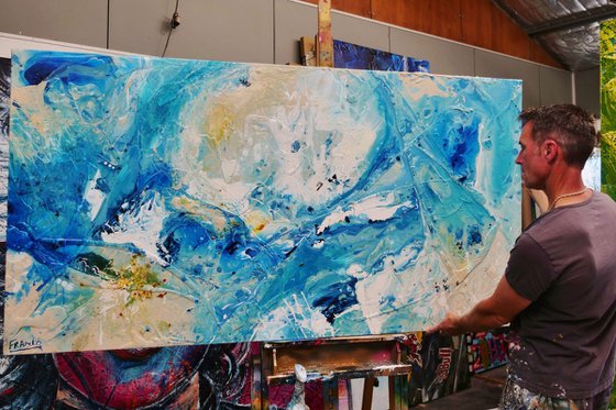 Aquarius 190cm x 100cm Blue Abstract Art