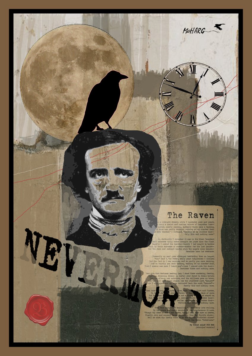 Abstract Portrait Painting By Joe Mcharg, 30 X 42, Once Upon A Midnight Dreary 30X42, Original Artwork