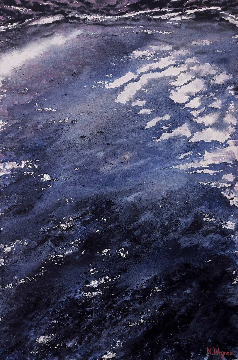 Abstract Landscape Watercolour By Neil Wrynne, 15 X 22", Some Shadowy Lake, Original Artwork