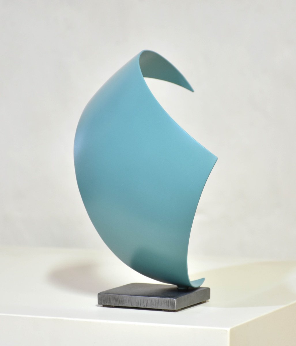 Abstract Sculpture By Yannick Bouillault, 6 X 8", Turquoise Spi 2, Original Artwork