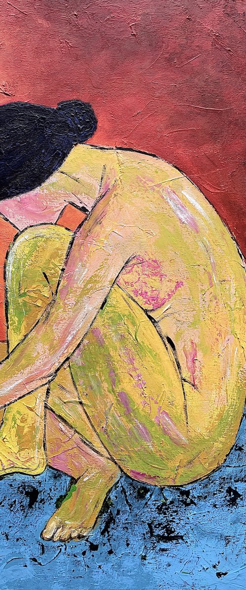 Sitting Nude Figurative 2 by Pooja Verma