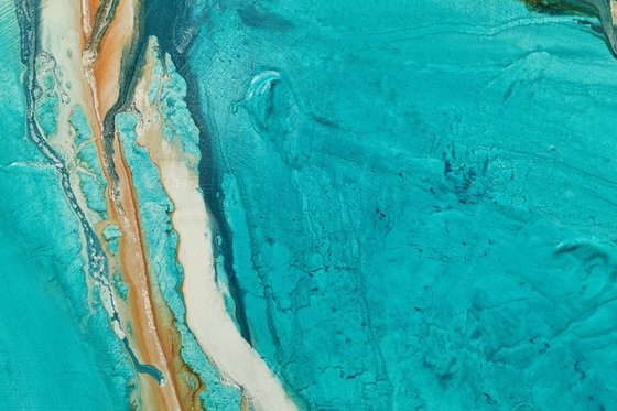 Teal Coast 240cm x 100cm Teal Oxide Textured Abstract Art