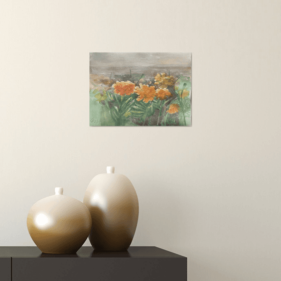 Marigolds flowers, artwork from Ukraine