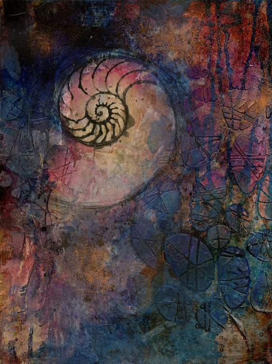 Searching For Tranquility 3 - Abstract Nautilus Shell Painting