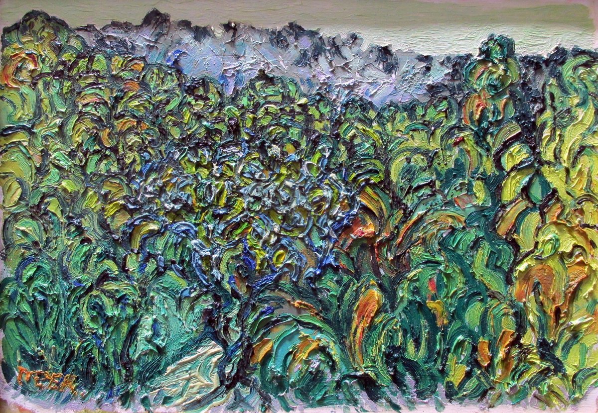 Expressive Landscape Oil Painting By Richard Meyer, 18 X 13", From The Studio 23-Vi-09, Original Artwork