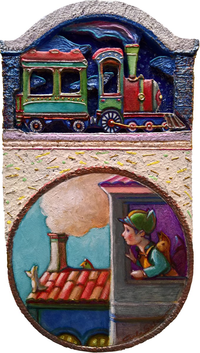 #STAYHOME 8, TRAINS - ( 30 x 17 x 4 cm ) by Carlo Salomoni