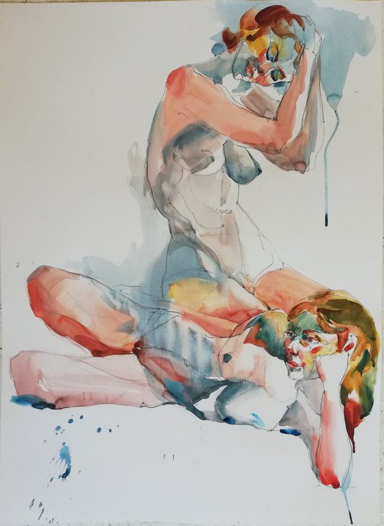 Bathers, 54.5 x 40cm