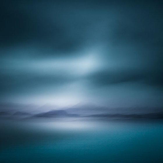 Island Dreams II, Relaxing Abstract landscape in Teal Blue, Isle of Skye