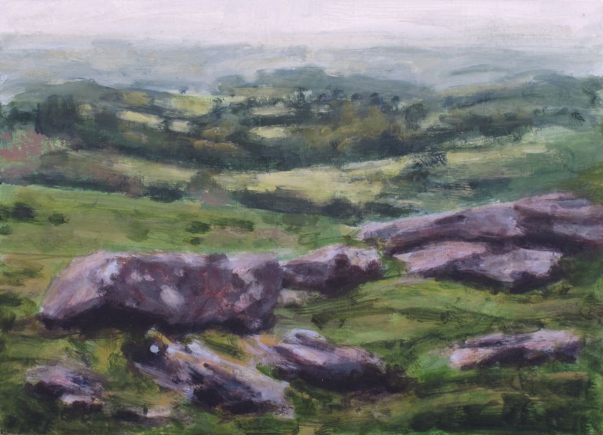 Impressionistic Landscape Acrylic Painting By Hugo Lines, 12 X 9, Dartmoor - Around Haytor No3, Original Artwork