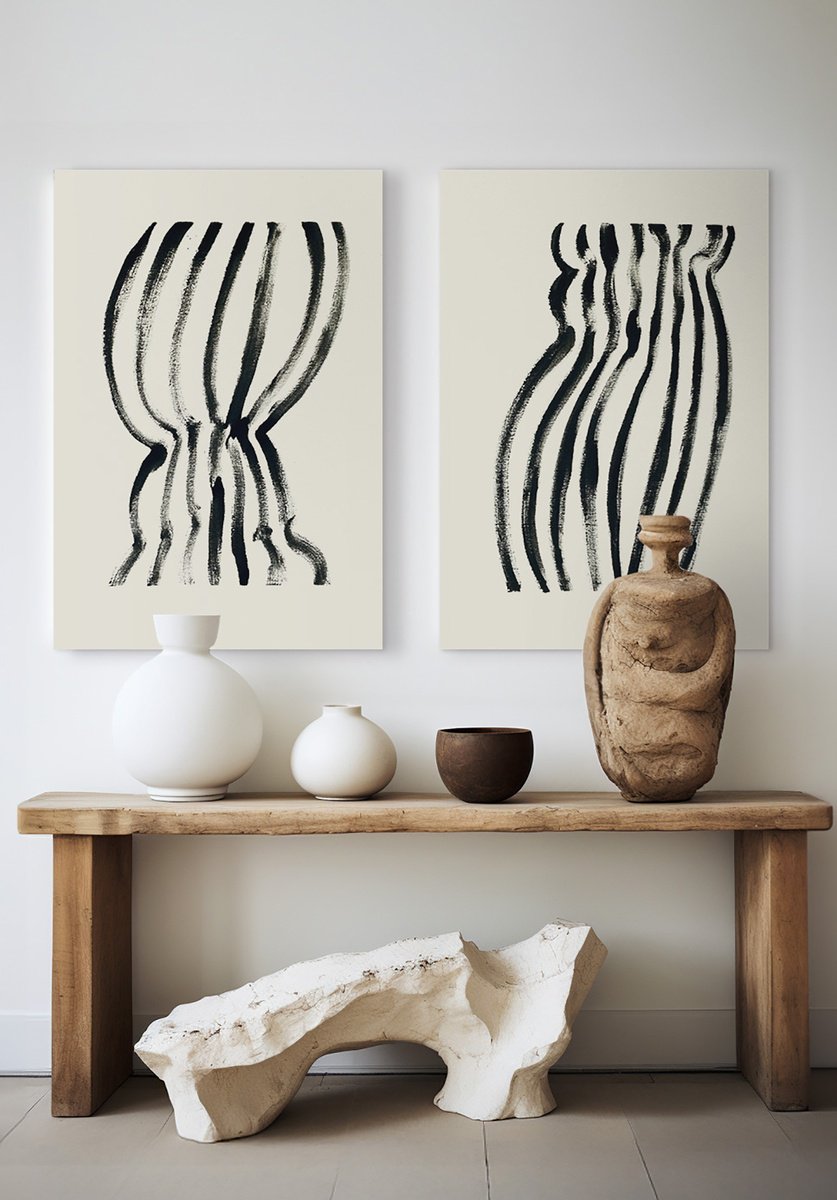 Abstract Acrylic Painting By Anna Pepe, 28 X 39, Dancing Muses Unprimed - Set, Original Artwork