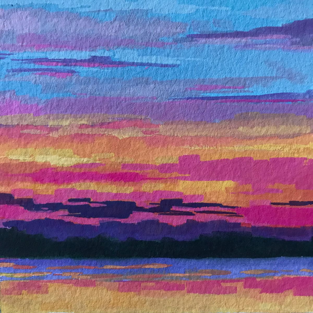 Impressionistic Painting , Sunset Over The Chesapeake By Jimmy Leslie, 4 X 4, Artwork For Sale On Artfinder