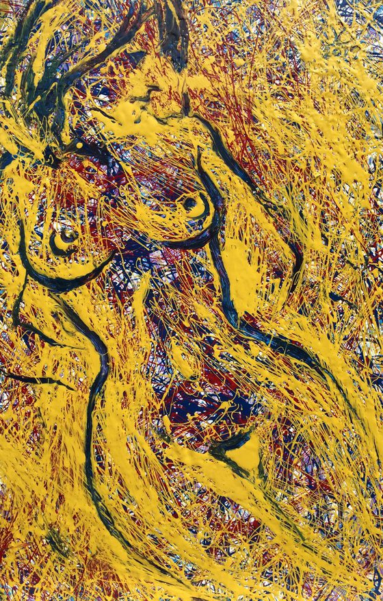 Yellow abstract nude. 40X60cm