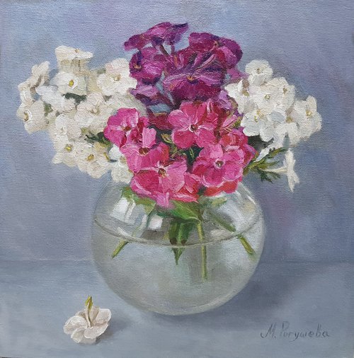 Flowers for her original oil painting by Marina Petukhova