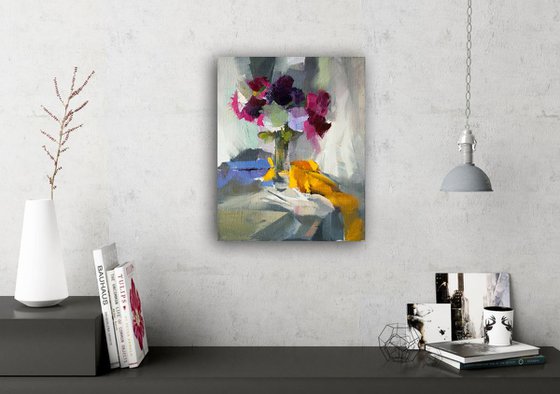 Floral oil painting original art - Peony Flowers For Her