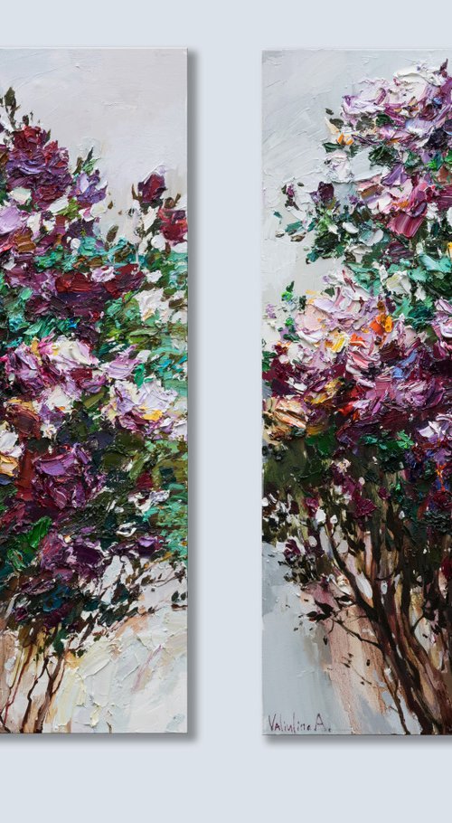 RESERVED - Diptych "Roses" - Impasto Original oil painting by Anastasiia Valiulina