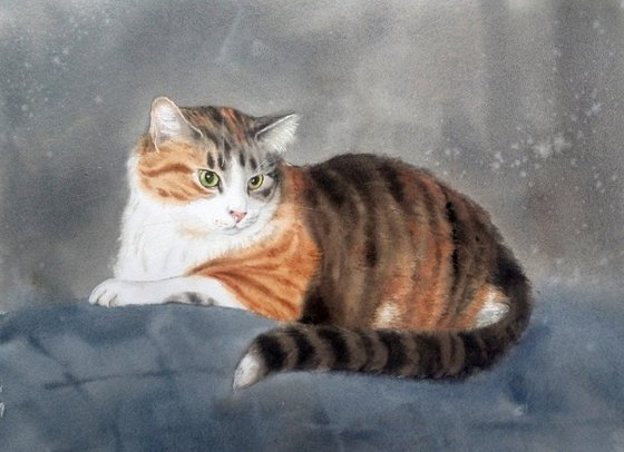 Commission Art - watercolor cat