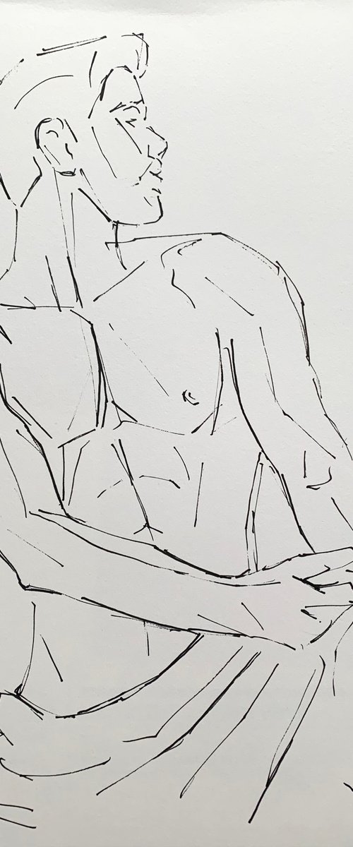 Man naked drawing nude male gay sketch by Emmanouil Nanouris
