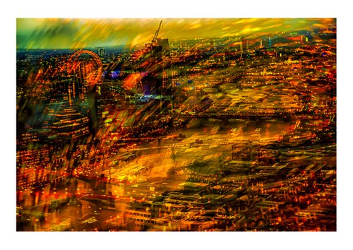 London Views 5. Abstract Aerial View of London and The London Eye  Limited Edition 1/50 15x10 inch Photographic Print by Graham Briggs