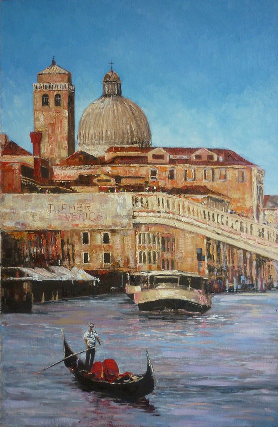 Venice. The Yacht under the Bridge