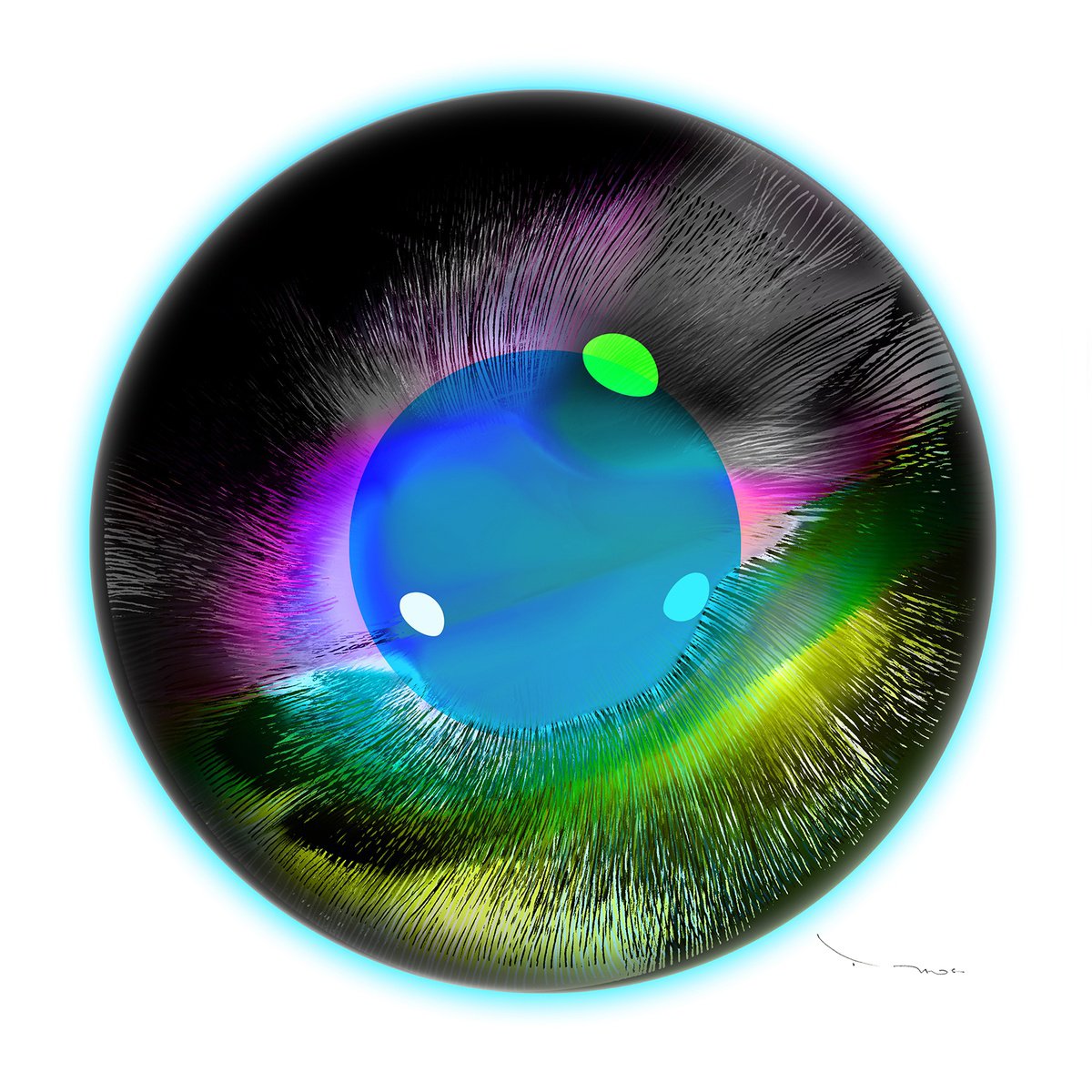 Surrealistic Abstract Print By Tehos, 24 X 24", Tehos - Circle 60-02, Original Artwork