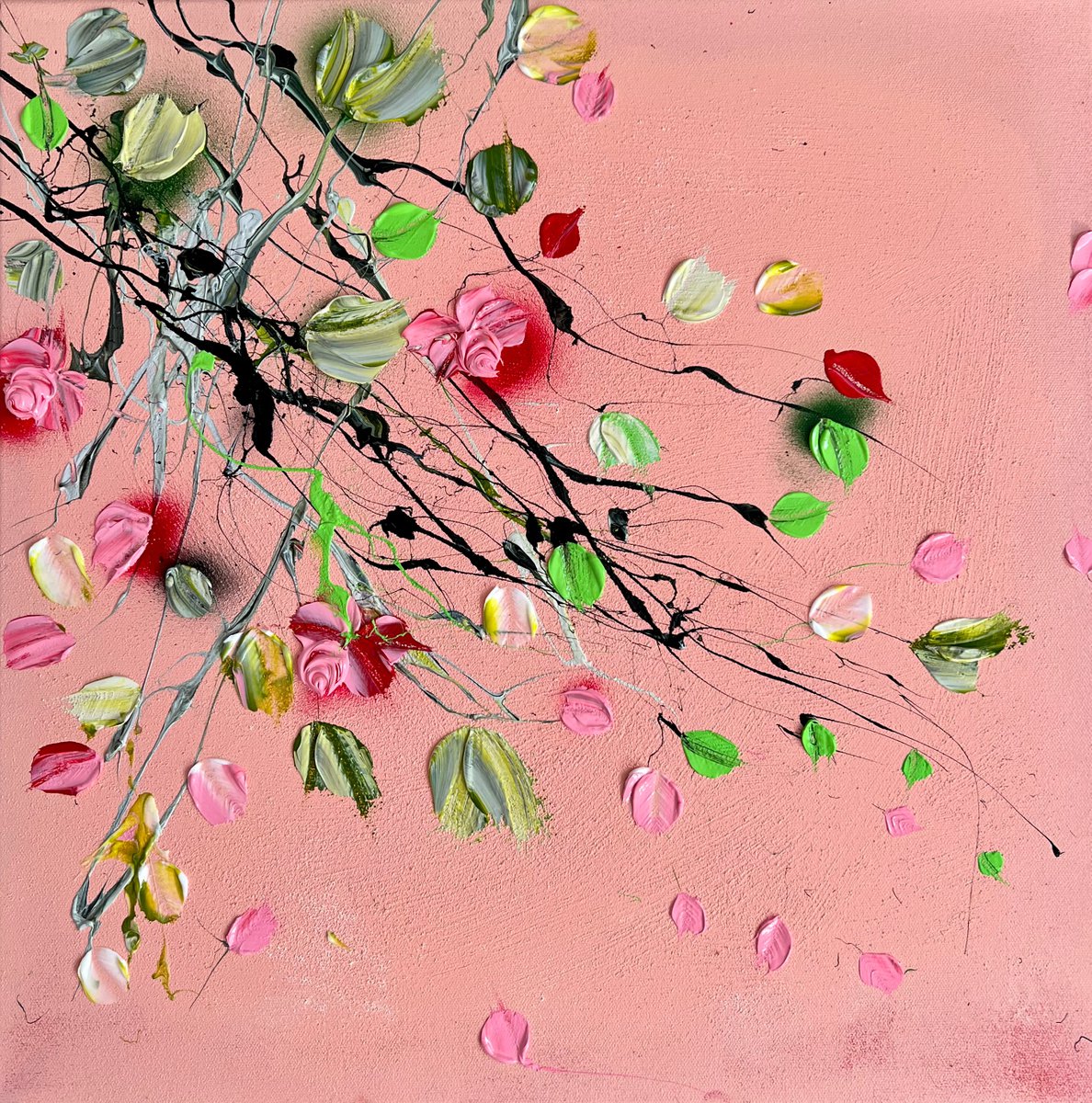 Rose Day acrylic square artwork 50x50cm by Anastassia Skopp