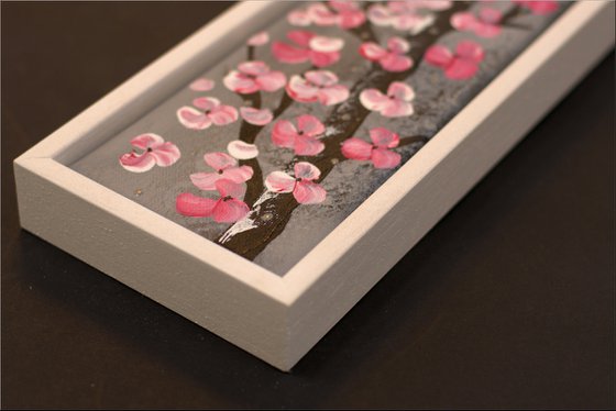 Sakura 2 -  acrylic abstract painting. cherry blossoms, nature painting, framed canvas wall art