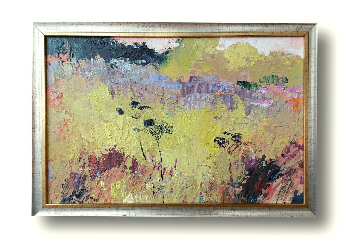 Expressive Abstract Acrylic Painting By Anna Silabrama, 19 X 13, - ?Quiet Autumn - ?, Original Artwork