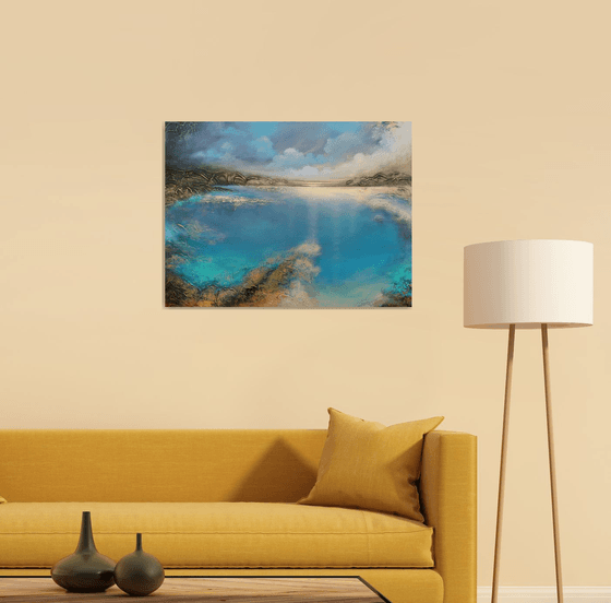 A large original modern abstract figurative seascape painting "Deep Inside"