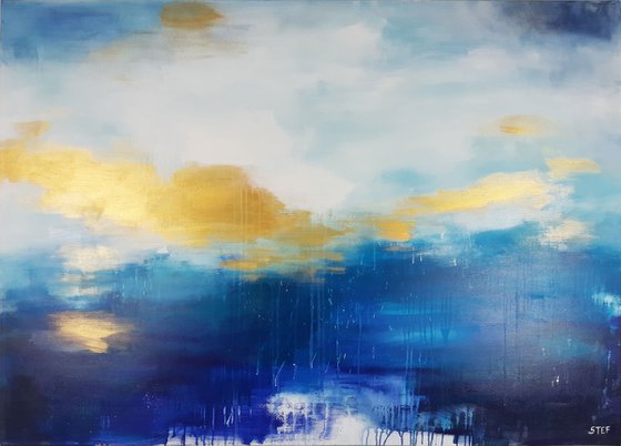 FLOATING GOLD #5 - Large abstract Seascape