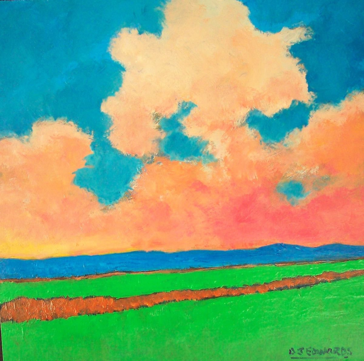 Impressionistic Landscape Acrylic Painting By David J Edwards, 12 X 12, Changing Seasons, Original Artwork