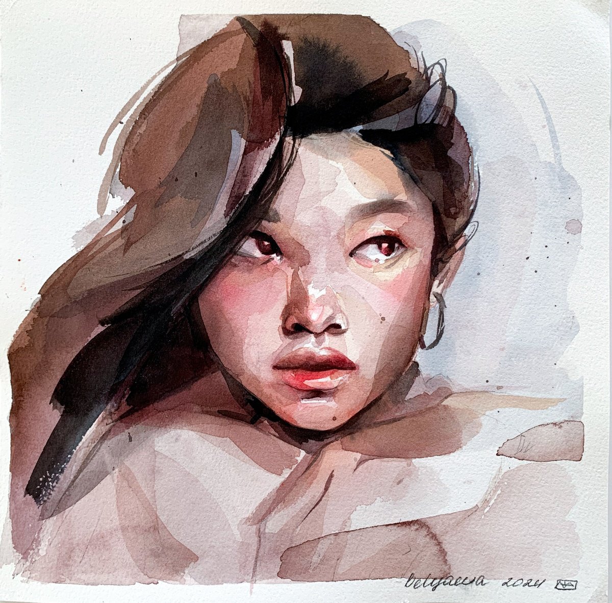 Portrait in watercolor by Belyaeva Oleksandra