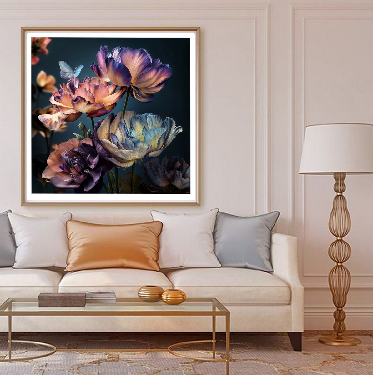 Photorealistic Botanical Photograph By Michael Filonow, 32 X 32", Butterfly Garden 32, Original Artwork