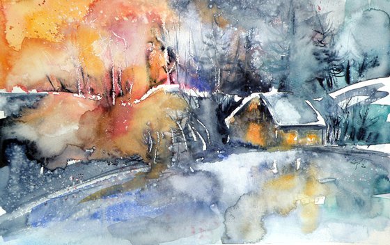 House in the winter forest