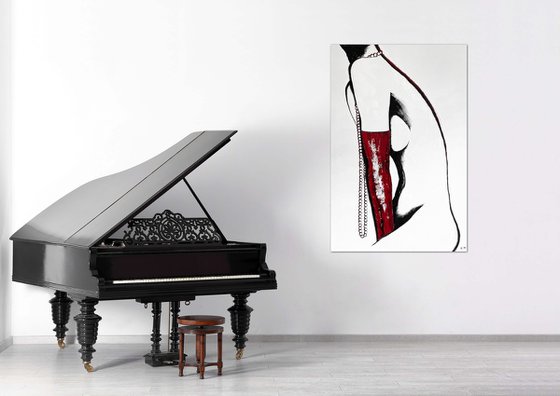 Blushing Muse in Red Gloves