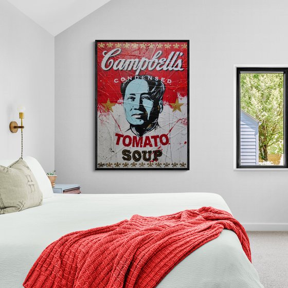 Lucky Golden Mao Soup 140cm x 100cm Campbell's Soup Mao Textured Urban Pop Art