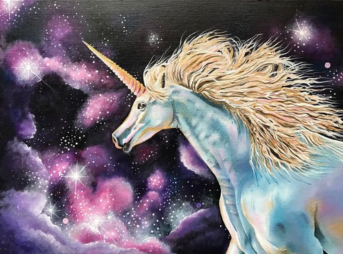 Starlit unicorn by Karen Elaine  Evans