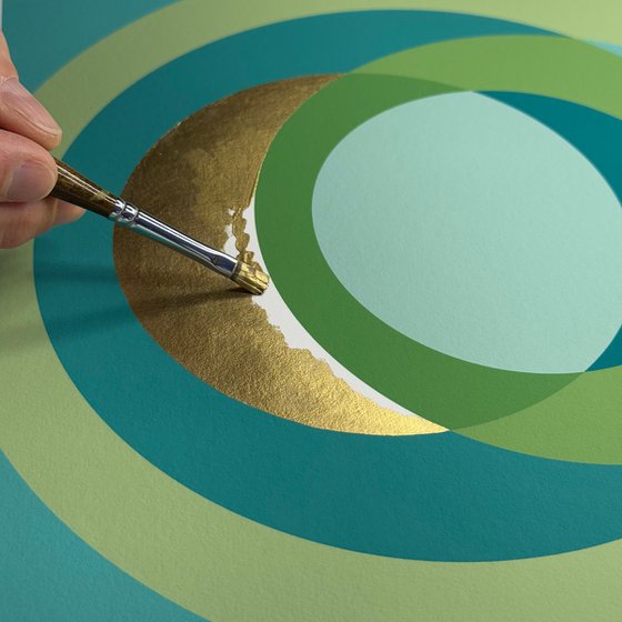 Fine Art Print & Gold painted. Turquoise